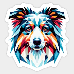 Vibrant Geometric Canine: An Australian Shepherd in Abstract Polygons Sticker